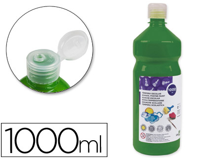 Témpera líquida Liderpapel escolar 1000ml. verde oscuro